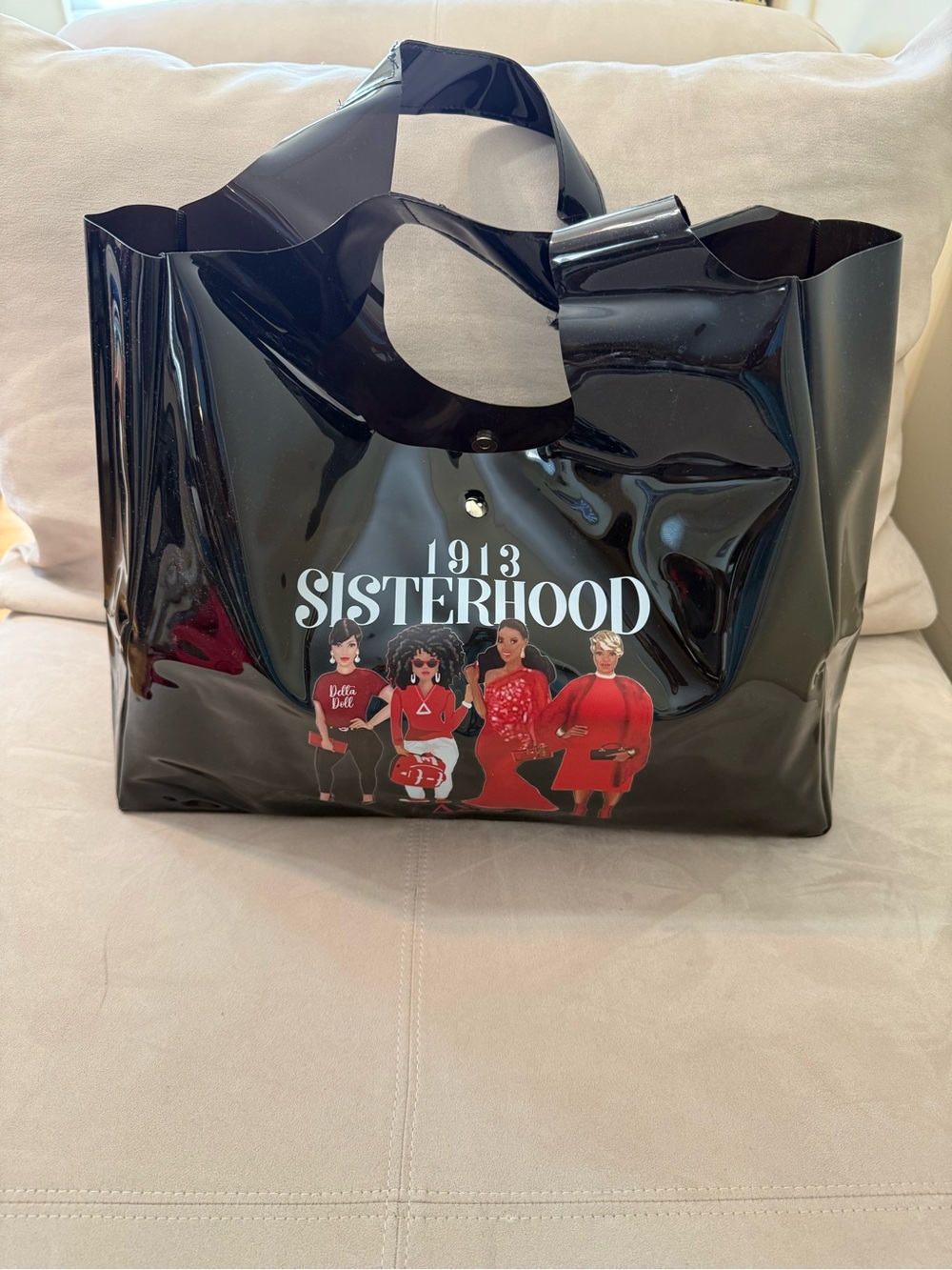 Delta Sigma Theta Black Vinyl Tote Bag